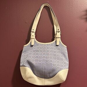 Coach- Cream/white and Light BlueWomen's Shoulder Bag